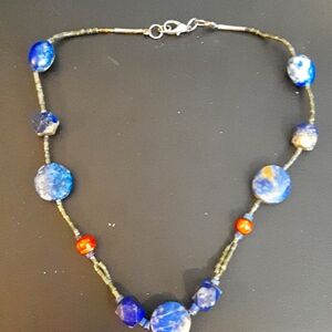 Tribal 17" Lapis Lazuli / Carnelian Necklace